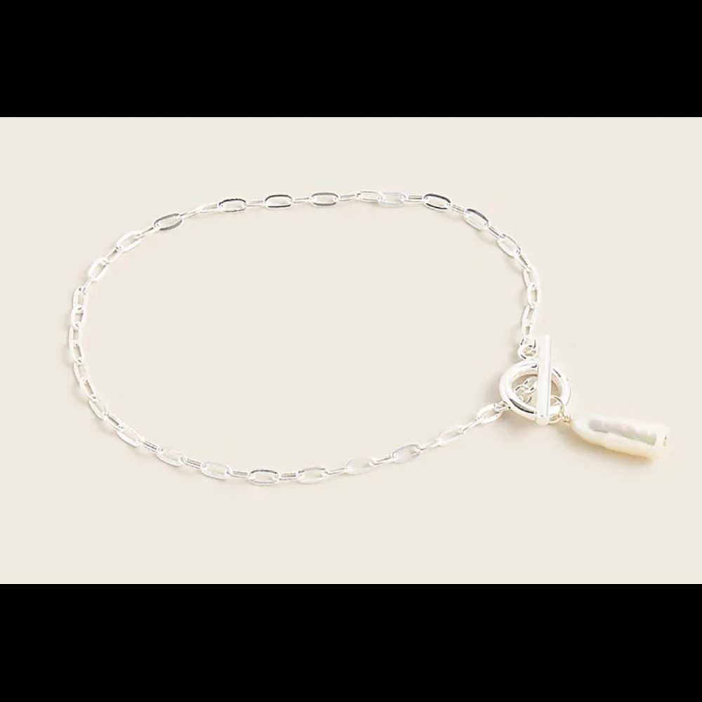 NWT J Crew Demi-fine 14k gold-plated pearl toggle bracelet